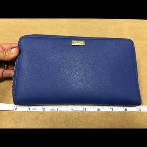 kate spade cobalt blue zip-around wallet